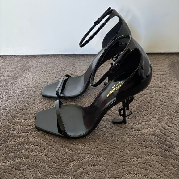 Saint Laurent Opyum YSL High Heel Patent Leather Sandal Pumps Black Size EU 40.5 - Picture 3 of 13